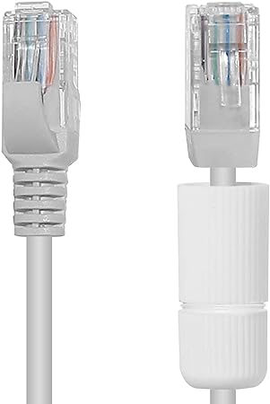 Hiseeu 64Ft Cat5e PoE Ethernet Cable,Network Cable with RJ45 Waterproof Connector,Different Network Cable Joints on Both Sides,1Gigabit/Sec,Compatible PoE Cameras and NVR System,RJ45-B-20