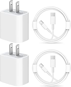 iPhone Fast Charger [Apple MFI Certified] 20W PD 2-Pack Type C Power Wall Charger with 6FT Cable Compatible with iPhone 13/13 Mini/13Pro/13 Pro Max/ Phone 12/12 Mini/12Pro/12 Pro Max/11/11 Pro Max/Xs Max/XR/X Pro Ipad AirPods