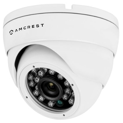 Amcrest 960H 800 TVL Dome Weatherproof IP66 Camera with 65ft IR LED Night Vision Long Distance Range Up to 984ft 1 Year USA Warranty and More White