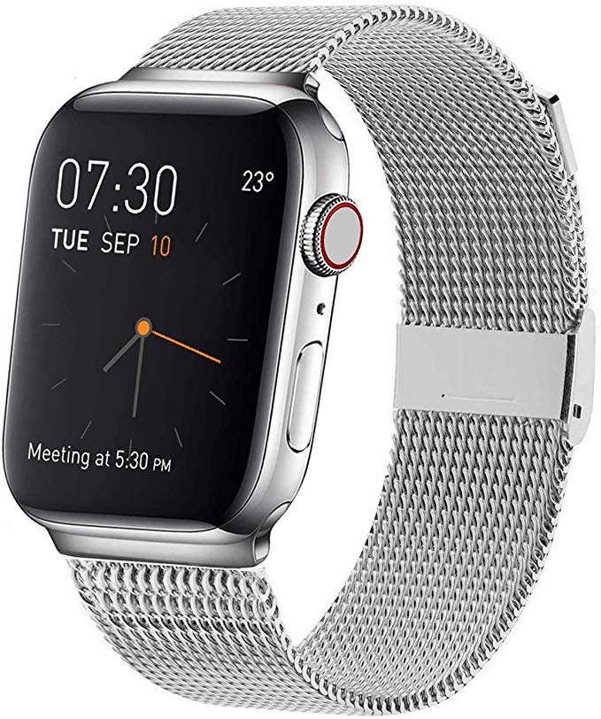 MOUKOU Replacement Straps Compatible with Apple Watch Strap 38mm 40mm 42mm 44mm, Adjustable Stainless Steel Mesh Loop Replacement strap for iWatch Series 5/4/3/2/1