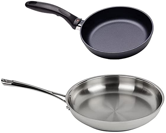 Swiss Diamond 8 Inch Fry Pan Bundle - 2 Piece Set, Includes an 8 Inch Nonstick Frying Pan and an 8 Inch Stainless Steel Pan