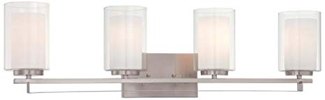 Minka Lavery Wall Light Fixtures 6104-84 Parsons Studio Bath Vanity Lighting, 4 Light, Nickel