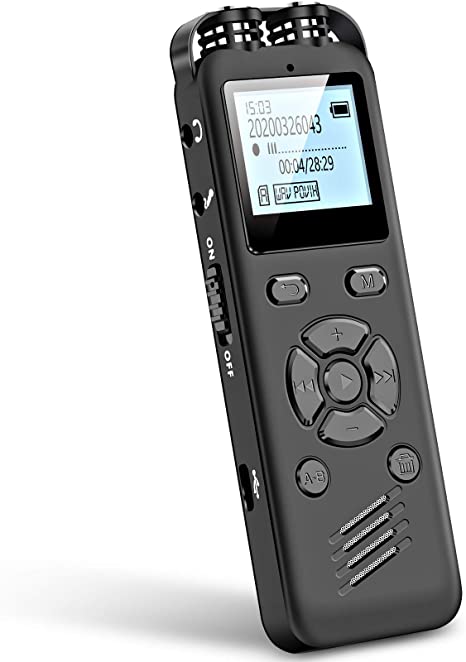 AOMAGO 32GB Digital Voice Recorder for Lectures Meetings - A36 Audio Recorder with PLayback Support External Microphone and Line In Recording 1536Kbps Recording Dictaphone
