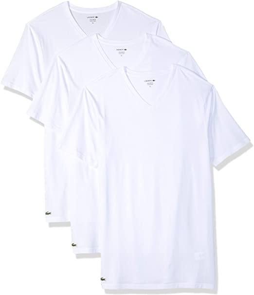 Lacoste Men's 100% Cotton V-Neck T-Shirt, 3 Pack