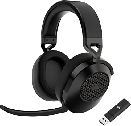 Corsair HS65 Wireless Gaming Headset - Low-Latency 2.4GHz Wireless or Bluetooth®, Dolby® Audio 7.1 Surround Sound, Lightweight, Omni-Directional Microphone, On-Ear Audio Controls - Carbon