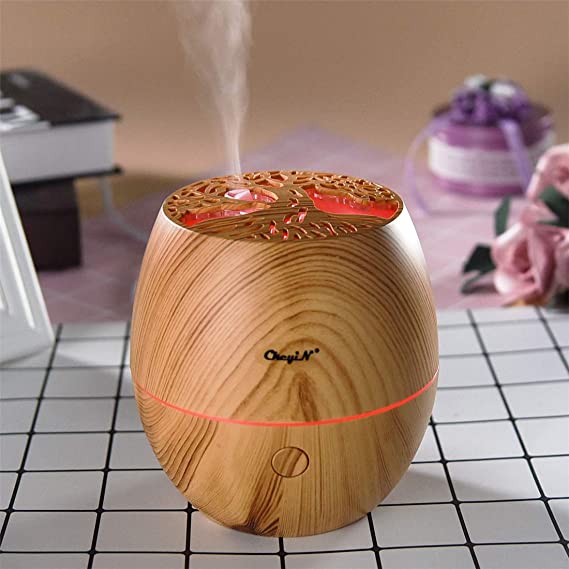 Mini Aroma Diffusers, CkeyiN Essential Oil Diffusers Small Cool Mist Air Humidifier 7 Color LED Lights 2 Working Modes Waterless Auto-Off for Bedroom Living Room Office