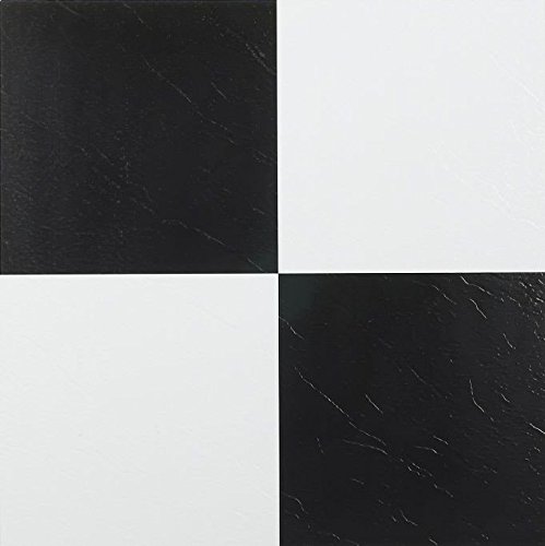 Black & White Checkered Vinyl Floor Tiles Adhesive Stick and Peel 12'' x 12'' 2-Pack (40 Pieces)