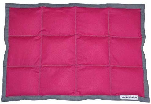SensaCalm Sensory Weighted Lap Pad, Weighted Calm Blanket Pink Raspberry and Volcanic Gray, 2 lbs 12 x 18 inches