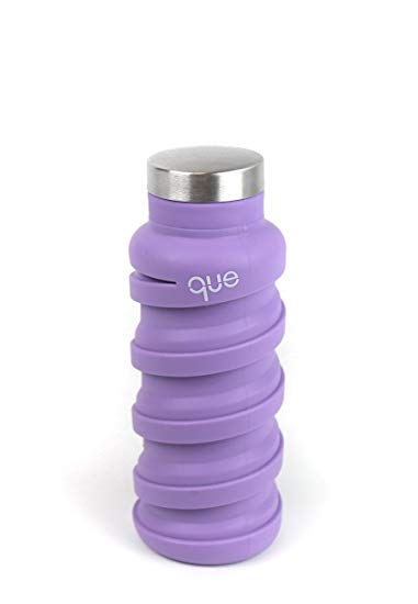 que Bottle | Designed for TRAVEL and OUTDOOR. Collapsible Water Bottle - Food-Grade Silicone/BPA Free/Lightweight/Eco-Friendly - 12oz