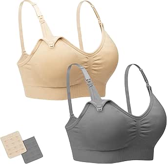 Stelle Nursing Bras Maternity Bra for Breastfeeding Pregnancy Wireless Bralette with Pads, Extenders & Clips