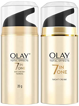 Olay Day Cream Total Effects 7 in 1, Anti-Ageing Moisturiser, 20g And Olay Night Cream Total Effects 7 in 1, Anti-Ageing Moisturiser, 20g
