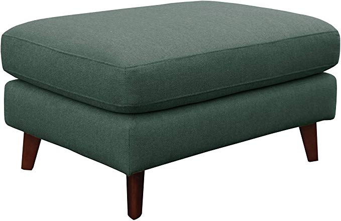 Rivet Sloane Mid-Century Modern Ottoman with Tapered Legs, 31.9"W, Emerald Green