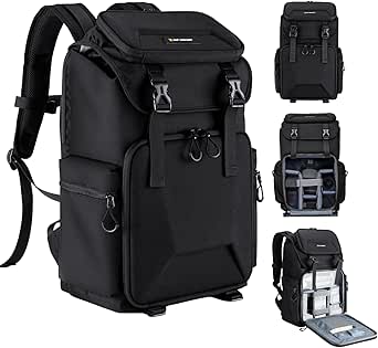 K&F Concept Camera Backpack, Hard Shell Camera Bag, Large Capacity Photography Backpack with Rain Cover