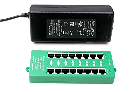 WT-AT-8-56v120w 802.3at on-Demand Gigabit PoE 8 Port Power over Ethernet Injector for PoE Cameras, IP Phones, Wifi Access Points, Includes 56 Volt 120 watt Power Supply with UL, DoE, FCC listings