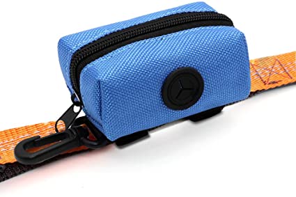 SLSON Pet Waste Bag Dispenser Zippered Pouch,Portable Dog Poop Bag Holder Leash Attachment Lightweight Fabric Bags