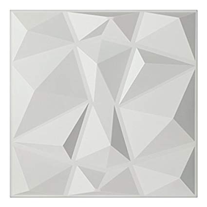 Art3d Decorative 3D Wall Panels in Diamond Design, 12"x12" Matt White (33 Pack)