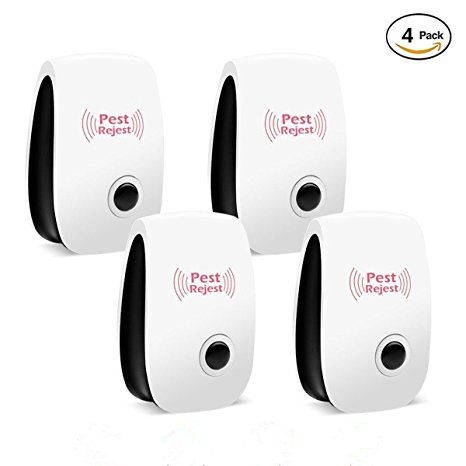 Ultrasonic Pest Repellent Control,Electronic Plug In repeller indoor [4 Pack] for Insects- Mosquitoes, Mice, Spiders, Ants, Rats, Roaches, Bugs, Non-toxic Eco-Friendly, Human & Pet Safe
