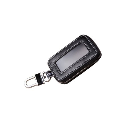 Black Universal Vehicle Car Smart Key Case Remote Fob Case Holder Keychain Ring Case Bag