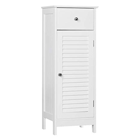 Yaheetech Bathroom Floor Cabinet, Free Standing Side Storage Organizer Unit with Drawer and Single Shutter Door, White