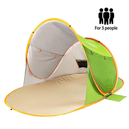 ZOMAKE Pop Up Beach Tent Sun Shelters X-Large for 3-4 Person, Portable Sun Shade Pop Up Canopy for Baby & Family with UPF 50  UV Protection