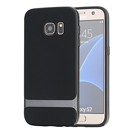 S7 Case, Galaxy S7 Case, ROCK® MOOST [Royce Series] Dual Layer Thin & Slim Shockproof Case for Samsung Galaxy S7 [Black / Iron Grey]