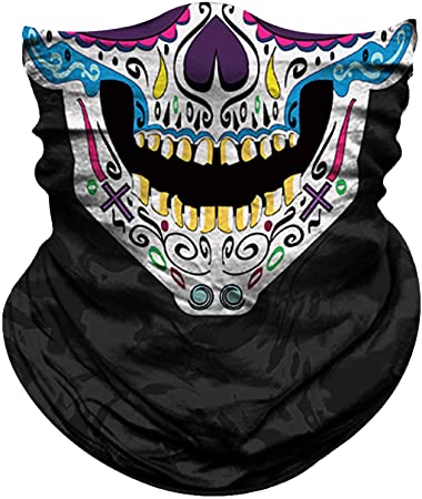 Obacle Skull Face Mask Half for Dust Wind Sun Protection Seamless 3D Tube Mask Bandana for Men Women Durable Thin Breathable Skeleton Mask Motorcycle Riding Biker Fishing Cycling Sports Festival