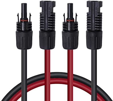 Renogy 15FT 12AWG Solar Panel Extension Cable with MC4 Female and Male Connectors, 15Ft. 12AWG, 1 Pair 15' 12 Gauge Red and Black