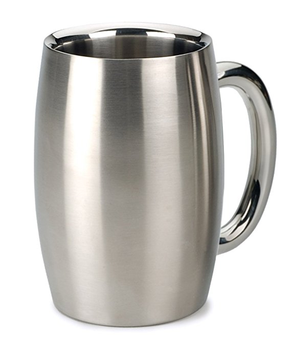 RSVP International Endurance Stainless Steel Double Walled Beer Mug, Set of 2