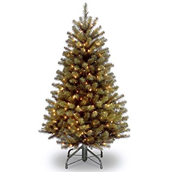 National Tree North Valley Spruce Hinged Tree with 200 Clear Lights, 4-1/2-Feet