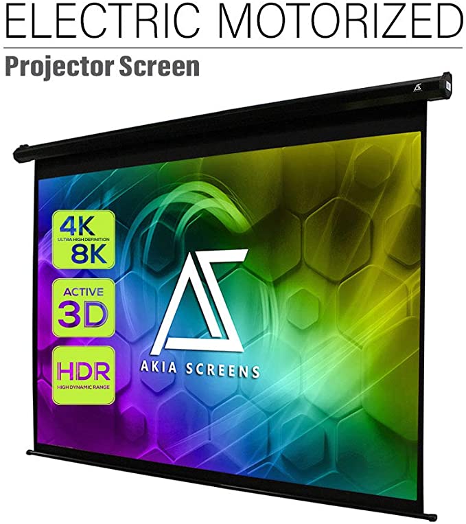 Akia Screens 104" Motorized Electric Projector Projection Screen, 4:3, 8K 4K Ultra HD 3D Ready Wall/Ceiling Mounted, 12V Trigger, Remote, Manufacturer Warranty Chat Service, AK-MOTORIZE104V