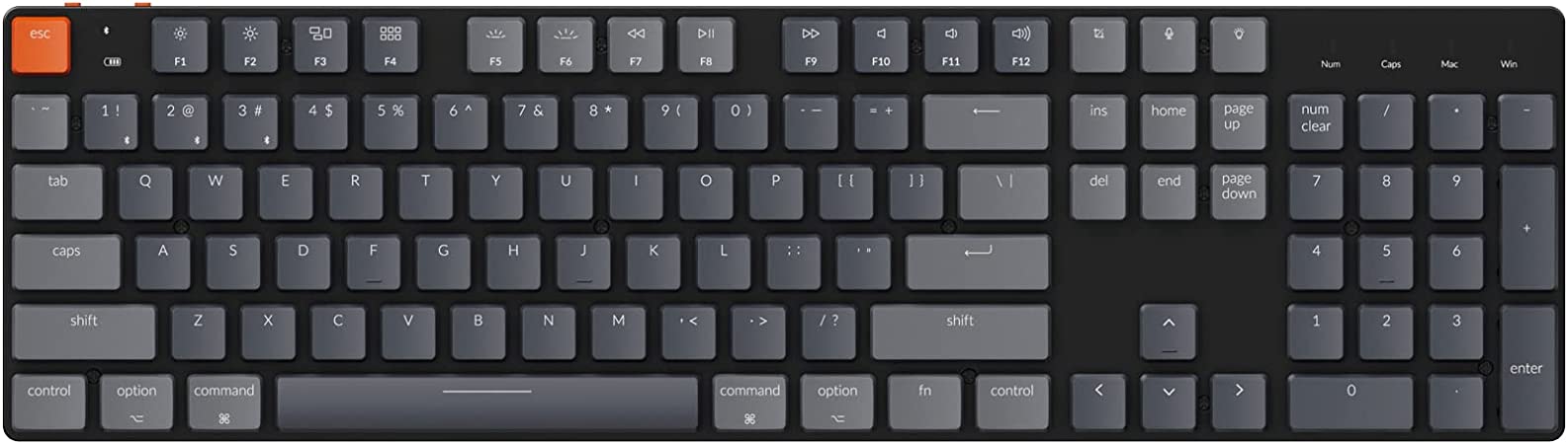 Keychron K5 SE Ultra-Slim Wireless Bluetooth/Wired USB Mechanical Keyboard with Low-Profile Gateron Red Switch, Full Size Layout 104 Keys RGB Backlight Computer Keyboard for Mac and Windows