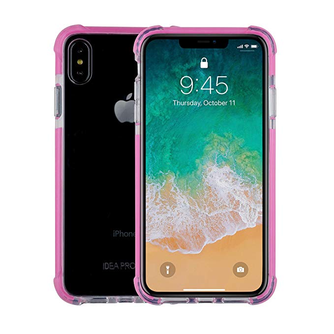 Idea Promo Ultra Clear Case for iPhone X R Clear Case, iPhone 10 R, Shock-Absorption and Anti Scratch, Heavy Duty Protective, Reinforced Conner and Rubber Bumper Shockproof (Pink)