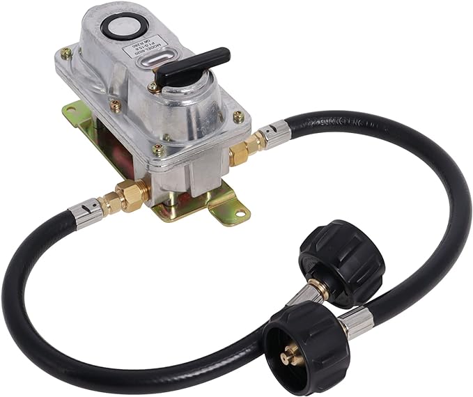 RV Propane Regulator 2-Stage Auto Changeover LP Propane Gas Regulator with Two Inch Pigtails,Dual Propane Tank Regulator for RVs, Vans, Trailers,Camper