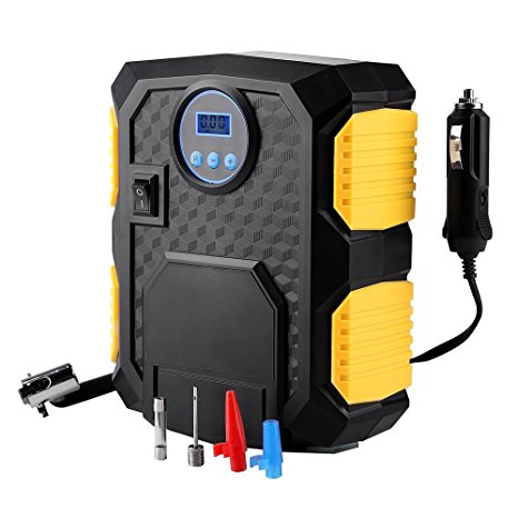 Mbuynow Car Tyre Inflator Pump 12V Digital Portable Tyre Air Compressor Pump with LED Light