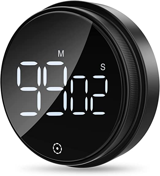 AMIR Digital Kitchen Timer, Timer for Kids, Digital Timer Battery Powered with Large LED Display, Adjustable Volume, Magnetic Timer for Cooking, Studying, Office, Black (Battery not Included)