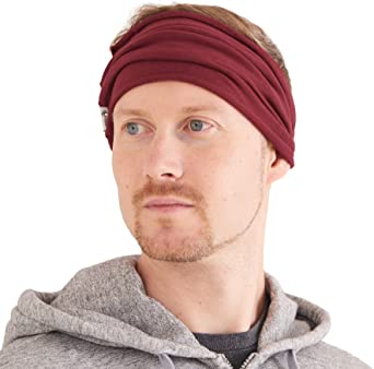 Charm Mens Japanese Cotton Headband - Natural Headwrap Elastic Hair Band Neck Gaiter