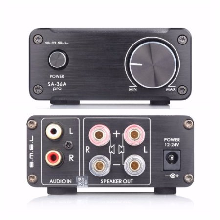 SMSL SA-36A Pro HiFi Integrated Mini Digital Stereo Audio 20WPC Amplifier AMP   12V Power Supply Black