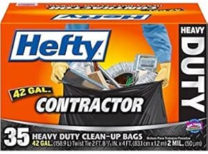 Hefty Contractor Heavy Duty Clean-Up Bags, 42 gallon, 35 count