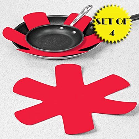 PADDED POT AND PAN PROTECTORS (SET OF 4 - RED)