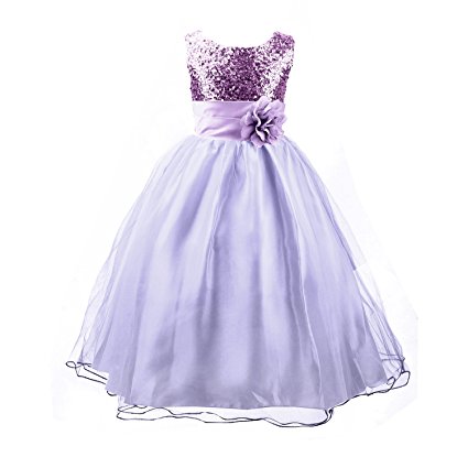 Acecharming Little Girls' Sequin Mesh Flower Ball Gown Party Wedding Tulle Ruffle DressBall Party Prom