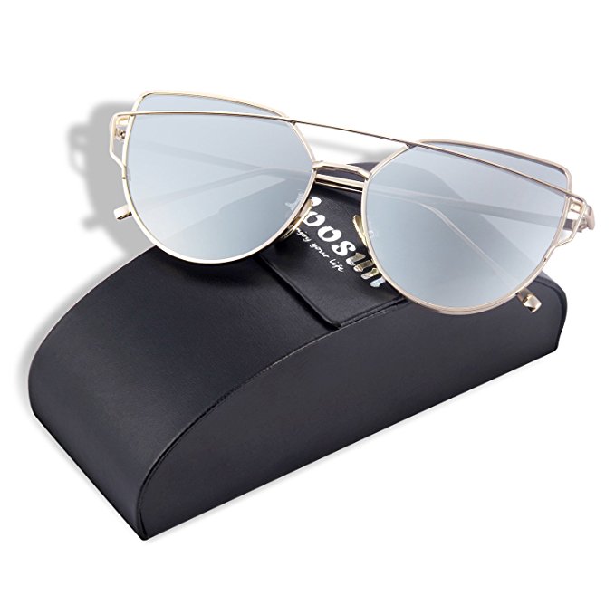 YOOSUN Polarized Sunglasses for Womens Cat Eye Mirrored Flat Lenses UV400 P2074