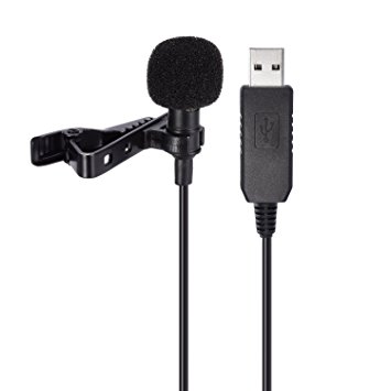 PChero USB Lavalier Lapel Clip-on Omnidirectional Condenser Mic Microphone for Laptop PC Computers Mac, Perfect for Interviews, Audio Video Youtube Recording, QQ, MSN, Skype, Internet karaoke