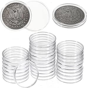 Hipiwe 39mm Coin Holder Coin Case Air Tight Coin Capsule Storage Silver and Copper Rounds 1oz Coin Holders for Collectors,30 Pieces