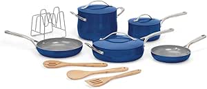 Cuisinart Culinary Collection 12-Piece Pots and Pans Set, PURELYCERAMIC Nonstick, Sapphire