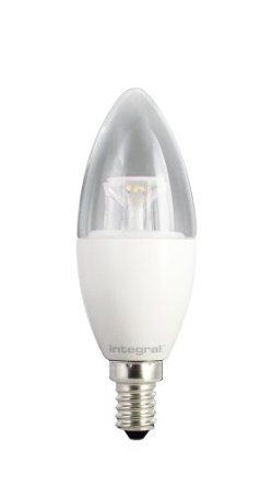 Integral LED E14 Small Edison Screw 6.5W Dimmable Candle Lamp, Cool White - 5000K - Clear