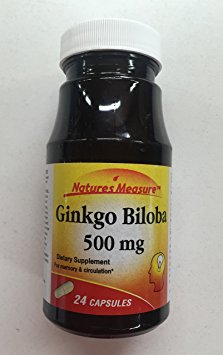 Nature's Measure GINKGO BILOBA 500 mg, 72 capsules (24 capsules/bottle)
