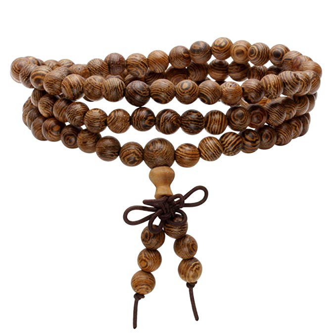 Milakoo 6mm 108 Wood Beads Bracelet Mala Prayer Necklace for Buddha Meditation Tibetan