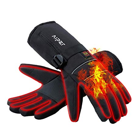 AIPER Heated Gloves for Men and Women, Touchscreen Texting Water-Resistant Rechargeable Battery Powered Thermal Hand Warmer Glove Liners for Climbing Hiking Cycling(Battery Included)