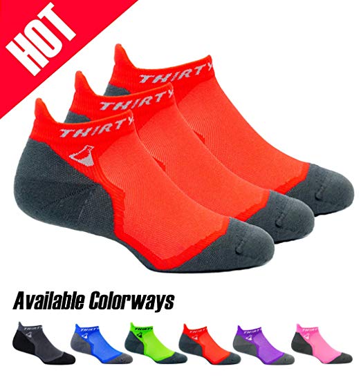 Thirty 48 Ultralight Athletic Running Socks for Men and Women with Seamless Toe, Moisture Wicking, Cushion Padding