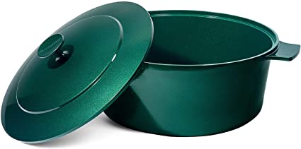 Granitestone Dutch Oven, 6.5 Quart Ultra Nonstick Enameled Lightweight Aluminum Dutch Oven Pot with Lid, Round 6.5 Qt. Stock Pot, Dishwasher & Oven Safe Induction Capable 100% PFOA Free, Emerald Green